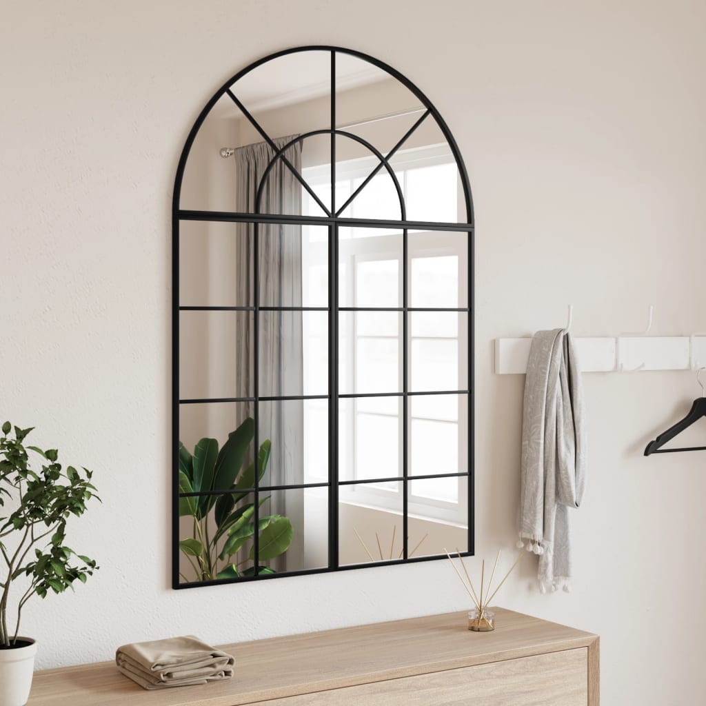 VidaXL Wandspiegelbogen 80x120 cm Eisen schwarz