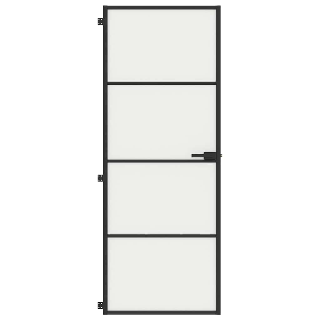 VidaXL Innentür schmal 76x201,5 cm gehärtetes Glas und Aluminium schwarz