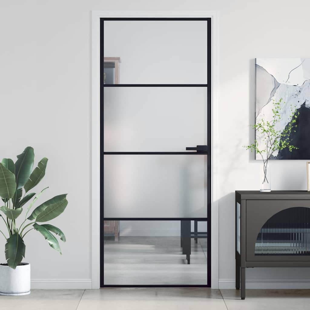 Vidaxx Innentür schmal 83x201,5 cm Hartglas und Aluminium schwarz