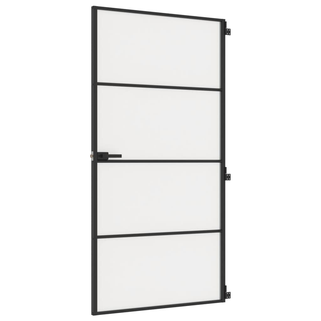 VidaXL Innentür schmal 102,5x201,5 cm gehärtetes Glas und Aluminium schwarz