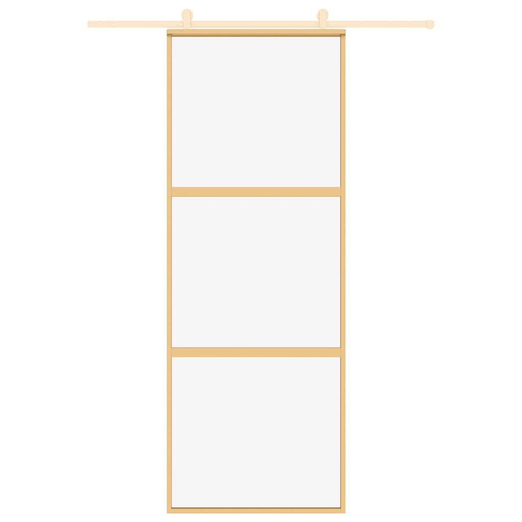 Vidaxx Schiebetür 76x205 cm klares ESG-Glas und goldfarbenes Aluminium