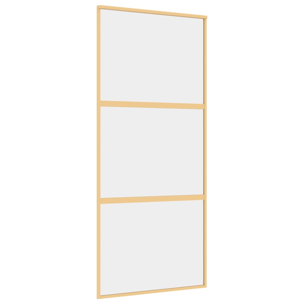 Vidaxx Schiebetür 90x205 cm klares ESG-Glas und Aluminium goldfarben