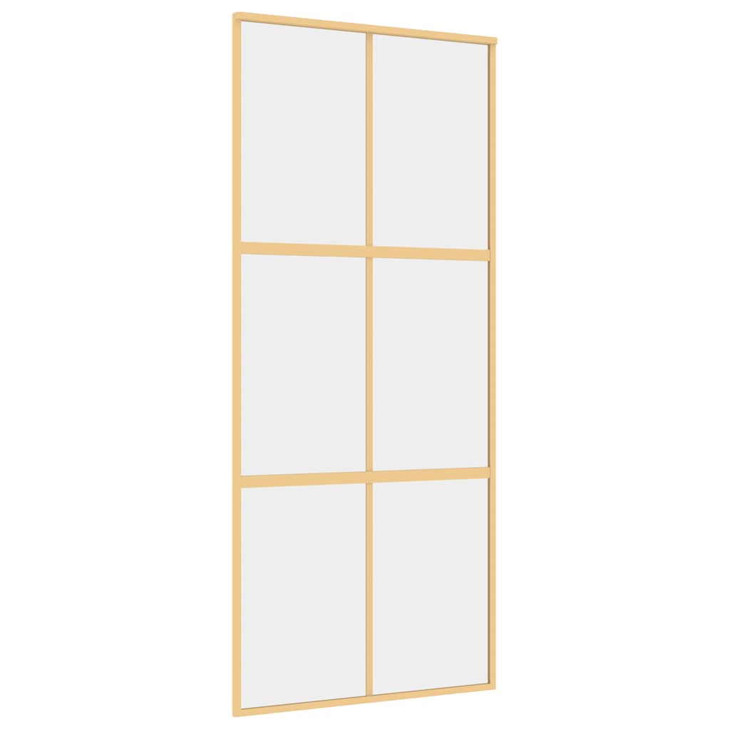 Vidaxx Schiebetür 90x205 cm klares ESG-Glas und Aluminium goldfarben