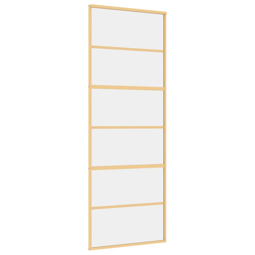 Vidaxx Schiebetür 76x205 cm klares ESG-Glas und goldfarbenes Aluminium