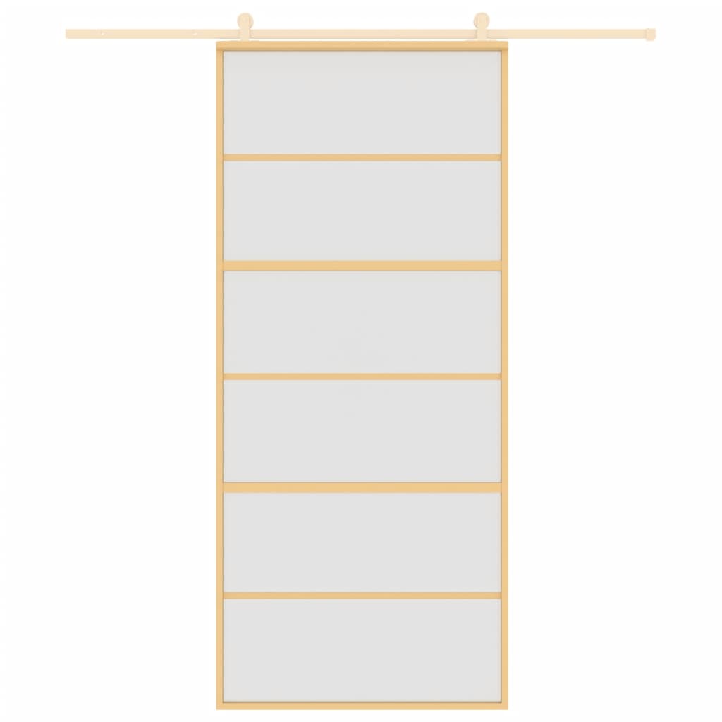 Vidaxx Schiebetür 90x205 cm ESG-Glas matt und Aluminium goldfarben