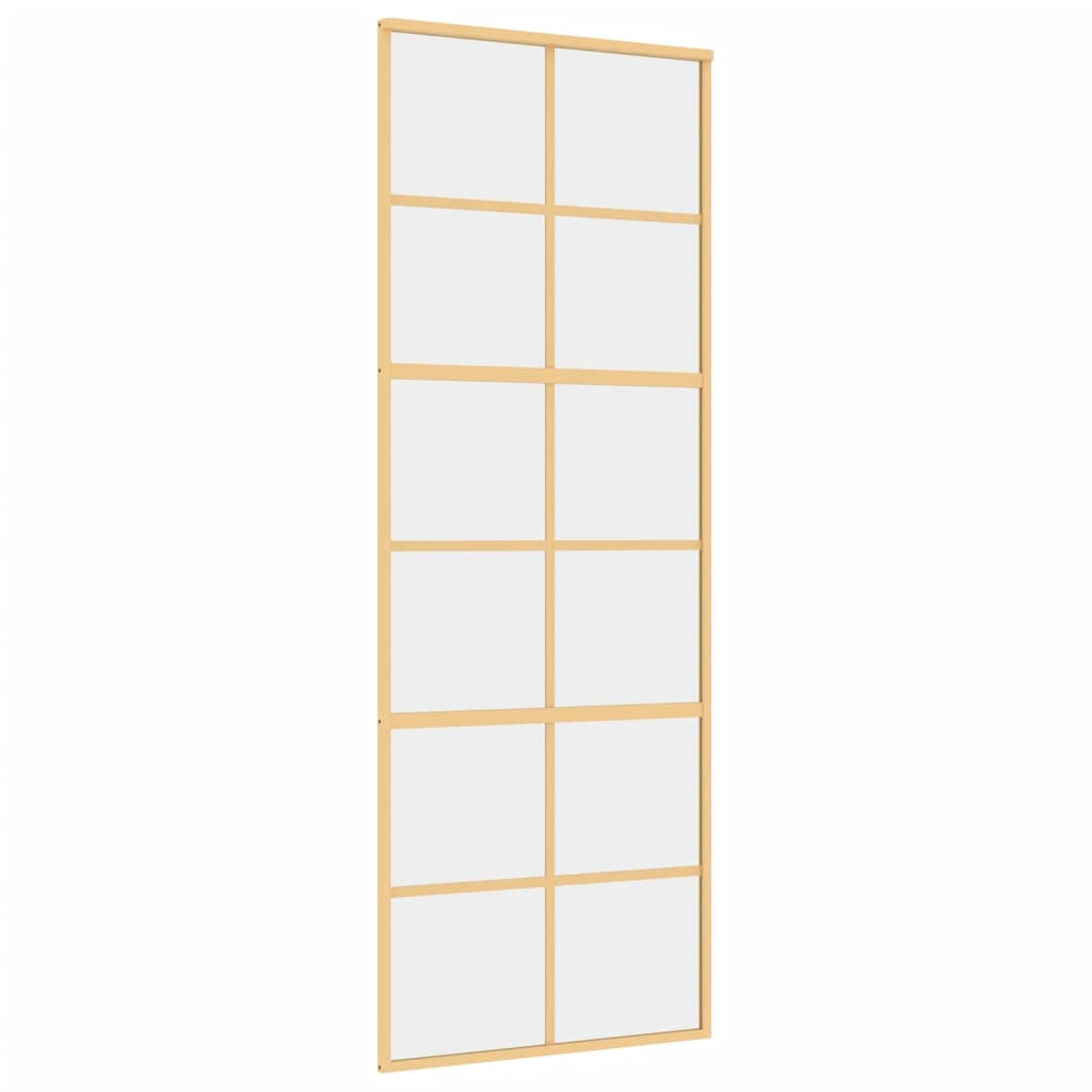 Vidaxx Schiebetür 76x205 cm klares ESG-Glas und goldfarbenes Aluminium