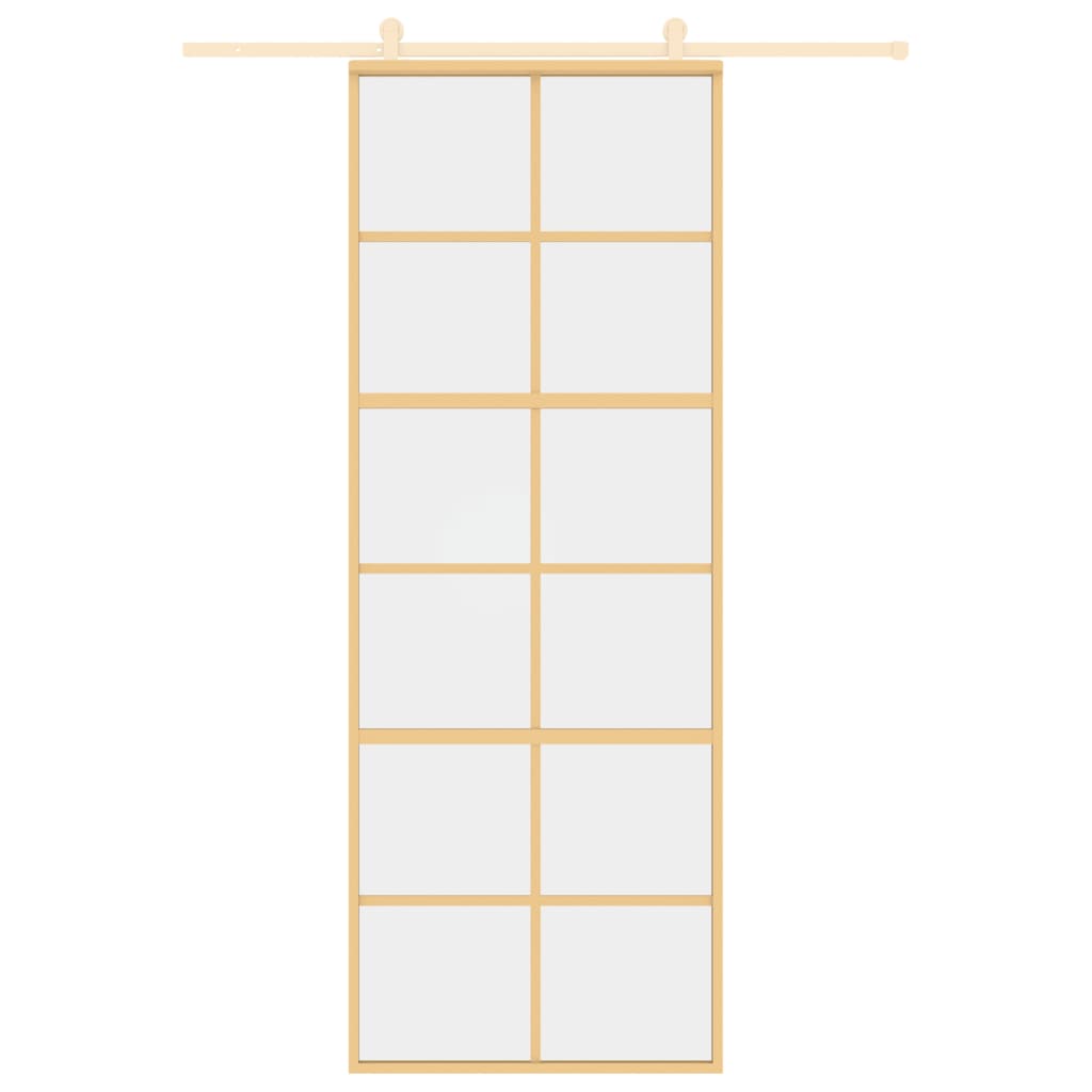 Vidaxx Schiebetür 76x205 cm klares ESG-Glas und goldfarbenes Aluminium