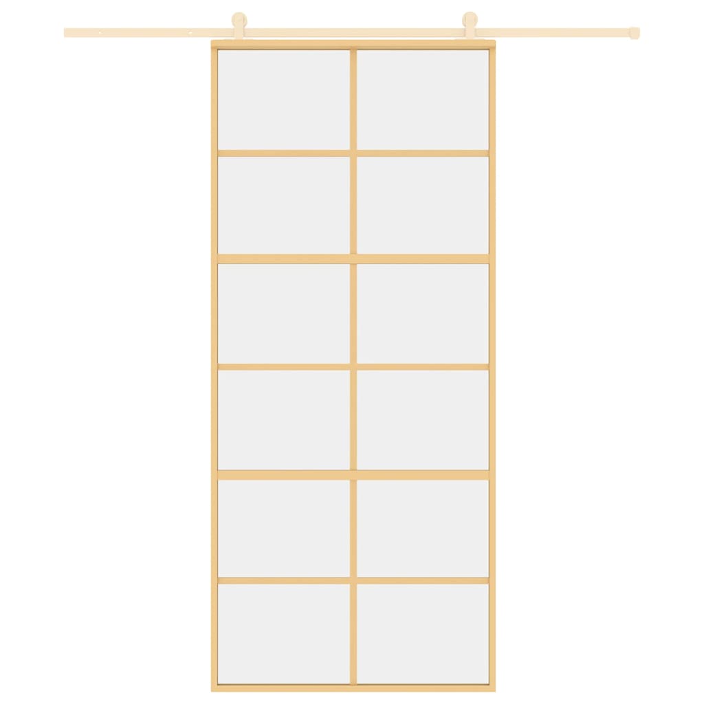 Vidaxx Schiebetür 90x205 cm klares ESG-Glas und Aluminium goldfarben
