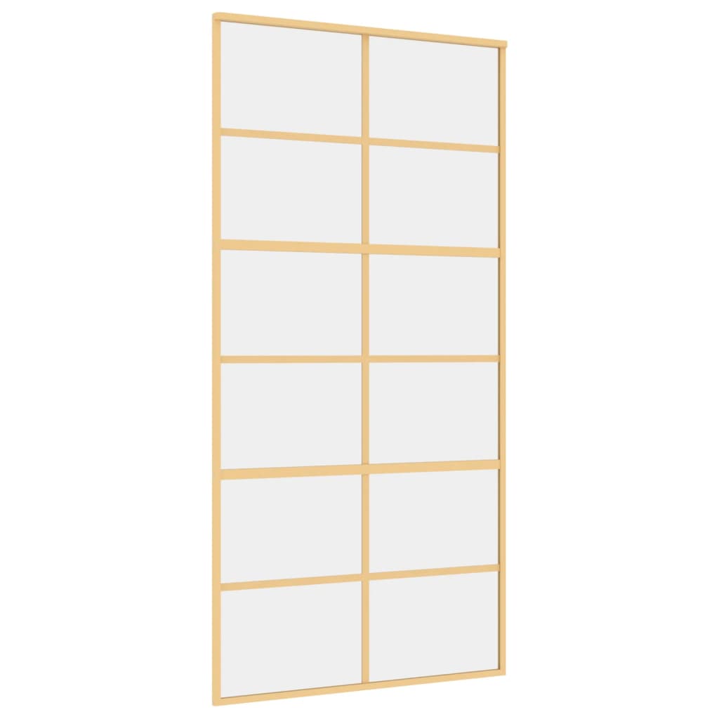 VidaXL Schiebetür 102,5 x 205 cm, klares ESG-Glas und goldfarbenes Aluminium