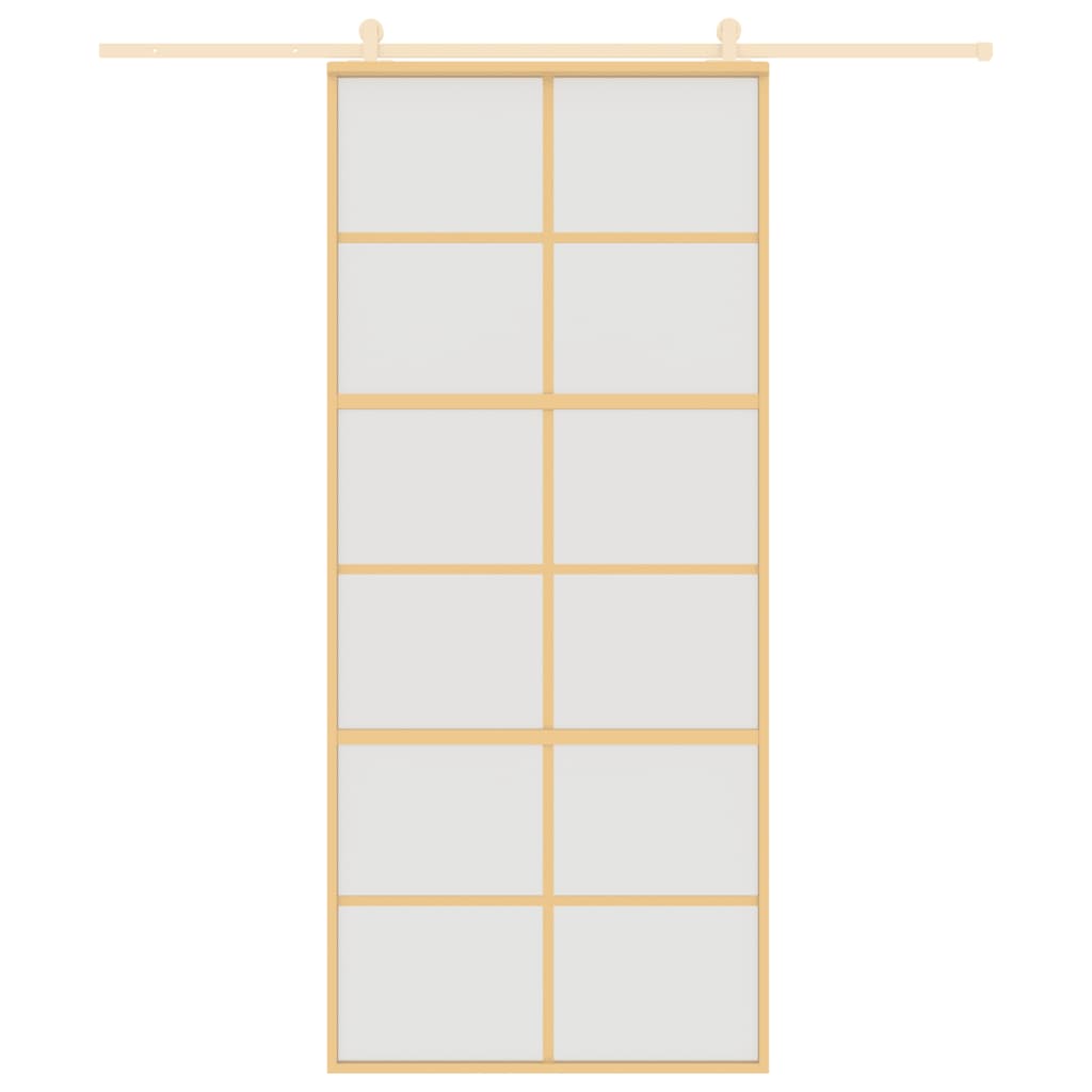 Vidaxx Schiebetür 90x205 cm ESG-Glas matt und Aluminium goldfarben