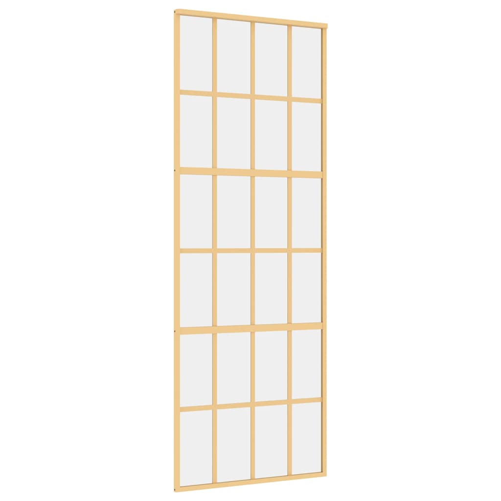 Vidaxx Schiebetür 76x205 cm klares ESG-Glas und goldfarbenes Aluminium