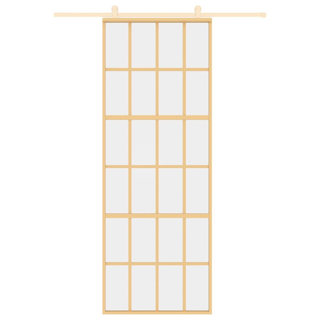 Vidaxx Schiebetür 76x205 cm klares ESG-Glas und goldfarbenes Aluminium