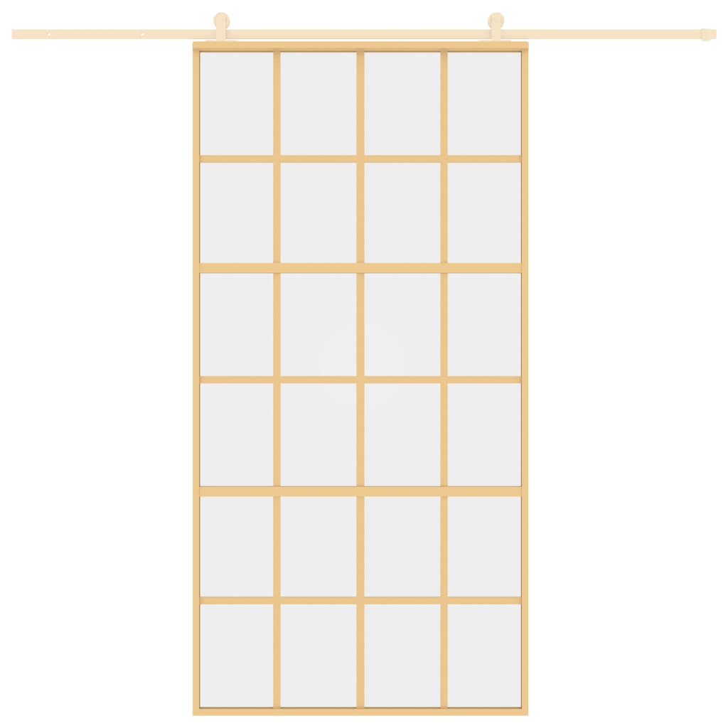 VidaXL Schiebetür 102,5 x 205 cm, klares ESG-Glas und goldfarbenes Aluminium
