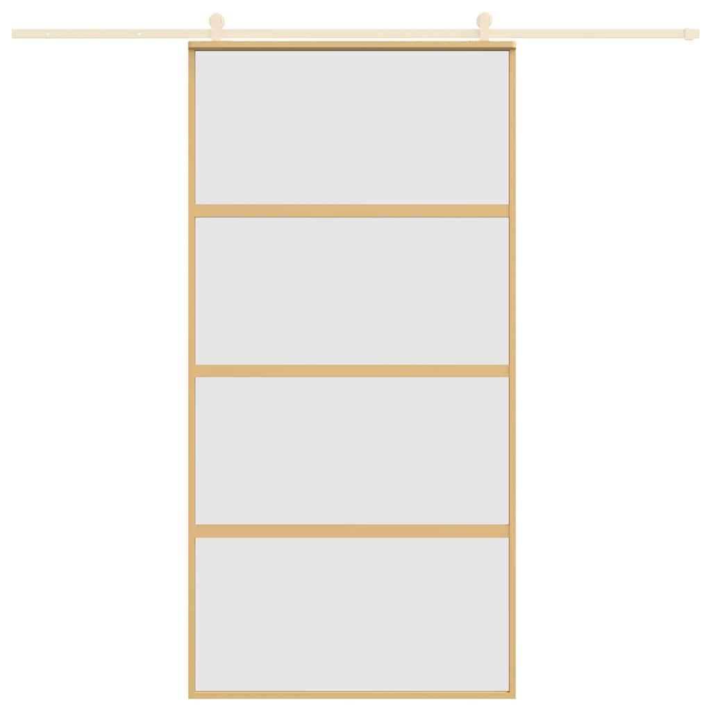 Vidaxx Schiebetür 102,5x205 cm ESG-Glas matt und Aluminium goldfarben