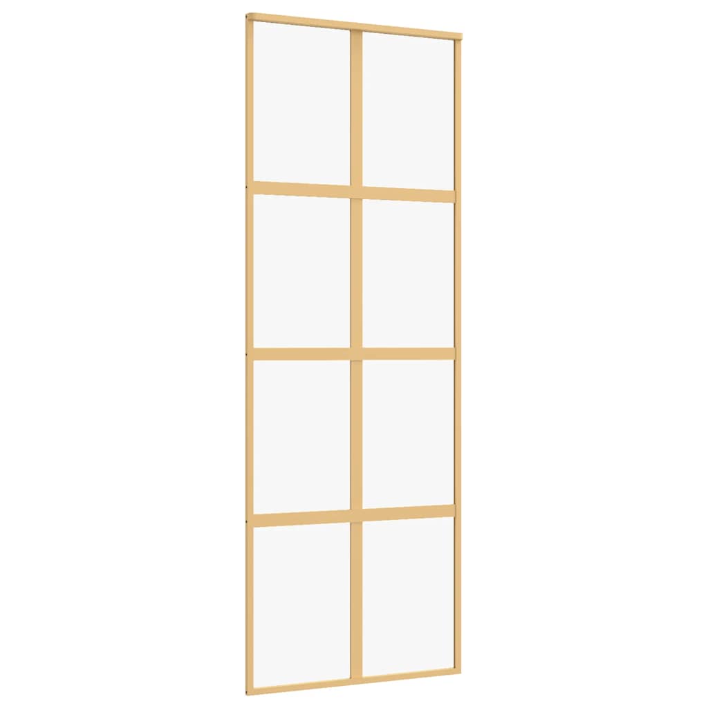 Vidaxx Schiebetür 76x205 cm klares ESG-Glas und goldfarbenes Aluminium