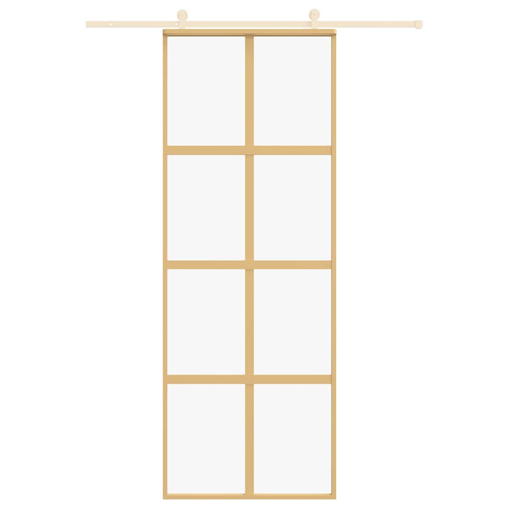 Vidaxx Schiebetür 76x205 cm klares ESG-Glas und goldfarbenes Aluminium