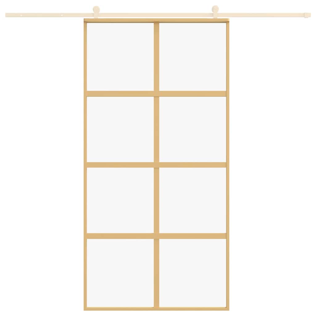 Vidaxx-Schiebetür 102,5 x 205 cm, klares ESG-Glas und Aluminium-Goldfarbe