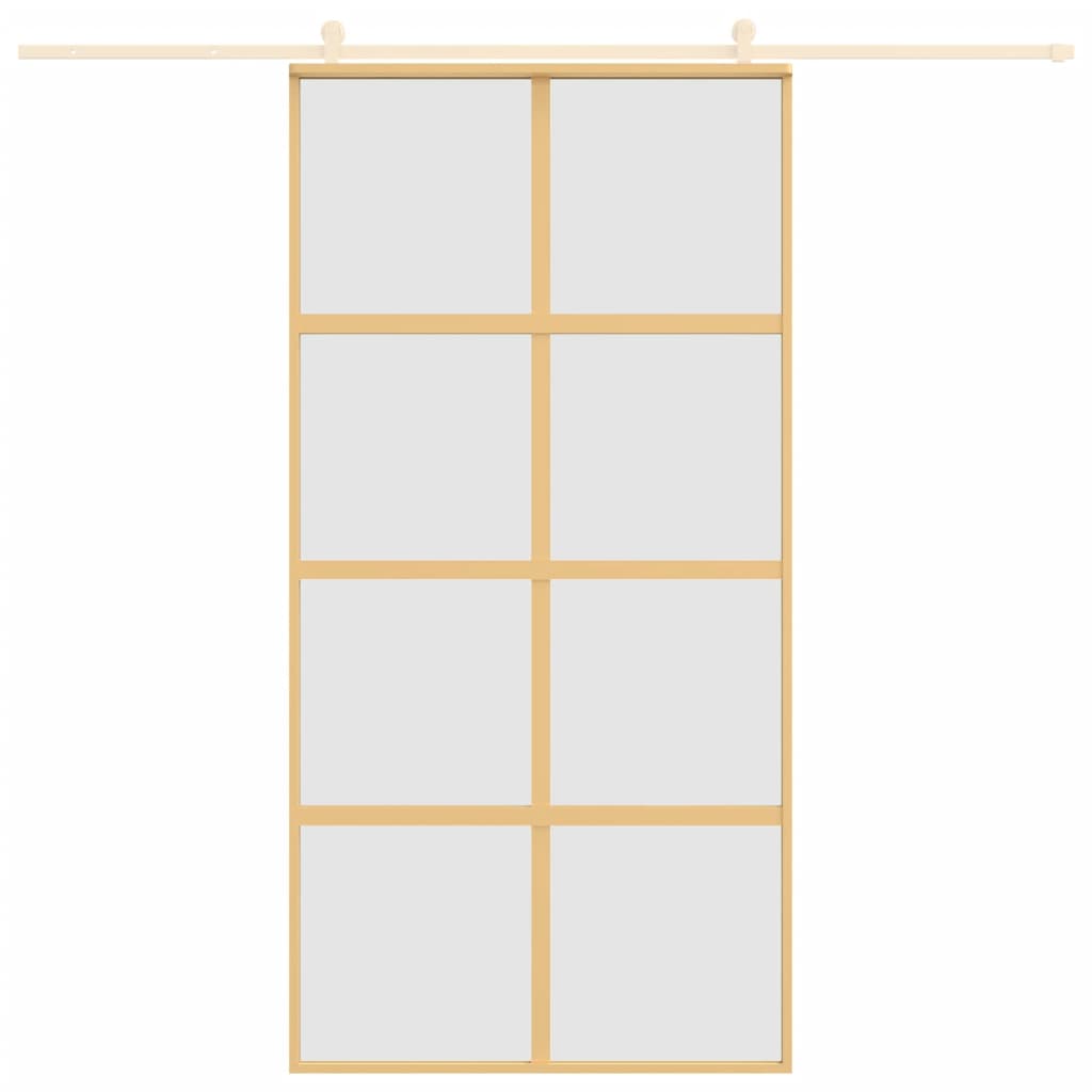 Vidaxx Schiebetür 102,5x205 cm ESG-Glas matt und Aluminium goldfarben