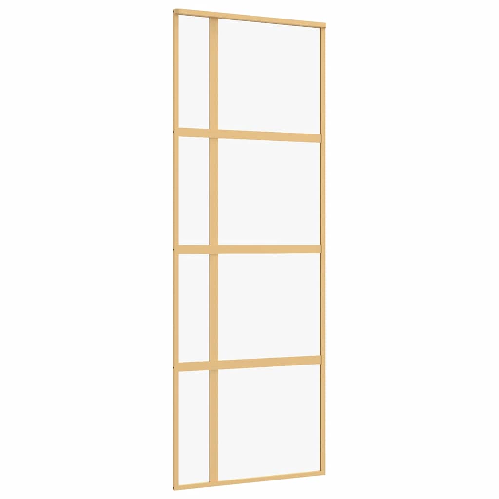 Vidaxx Schiebetür 76x205 cm klares ESG-Glas und goldfarbenes Aluminium