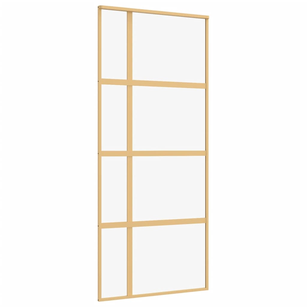 Vidaxx Schiebetür 90x205 cm klares ESG-Glas und Aluminium goldfarben