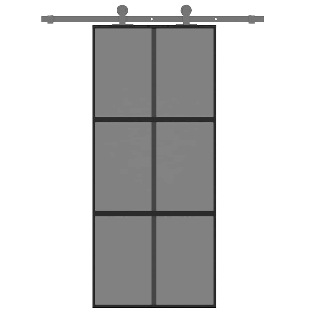 VidaXL Schiebetür 90x205 cm gehärtetes Glas und Aluminium schwarz