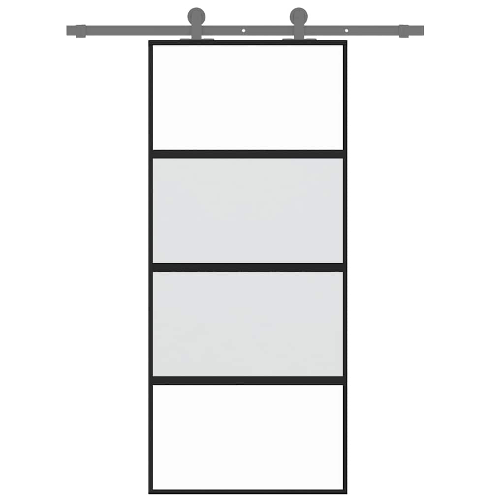 Vidaxx Schiebetür 90x205 cm Hartglas und Aluminium schwarz