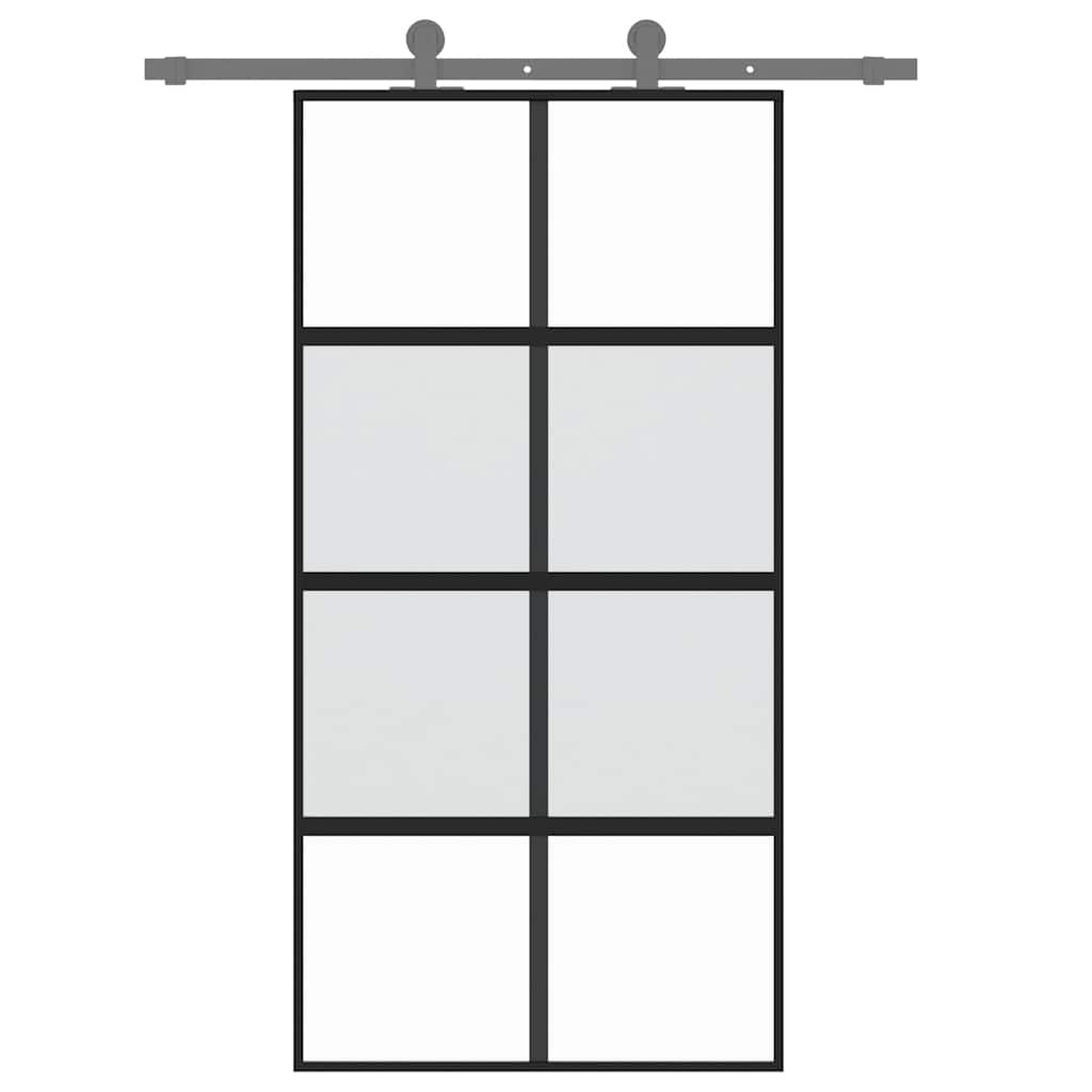 VidaXL Schiebetür 102,5x205 cm gehärtetes Glas und Aluminium schwarz