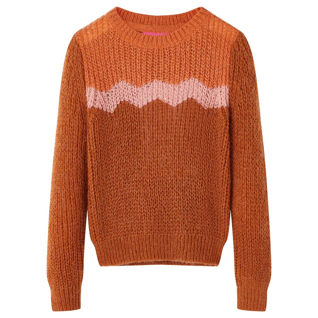 VidaXL Kinderpullover gestrickt 92 cognacfarben