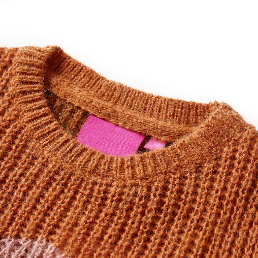 VidaXL Kinderpullover gestrickt 128 cognacfarben