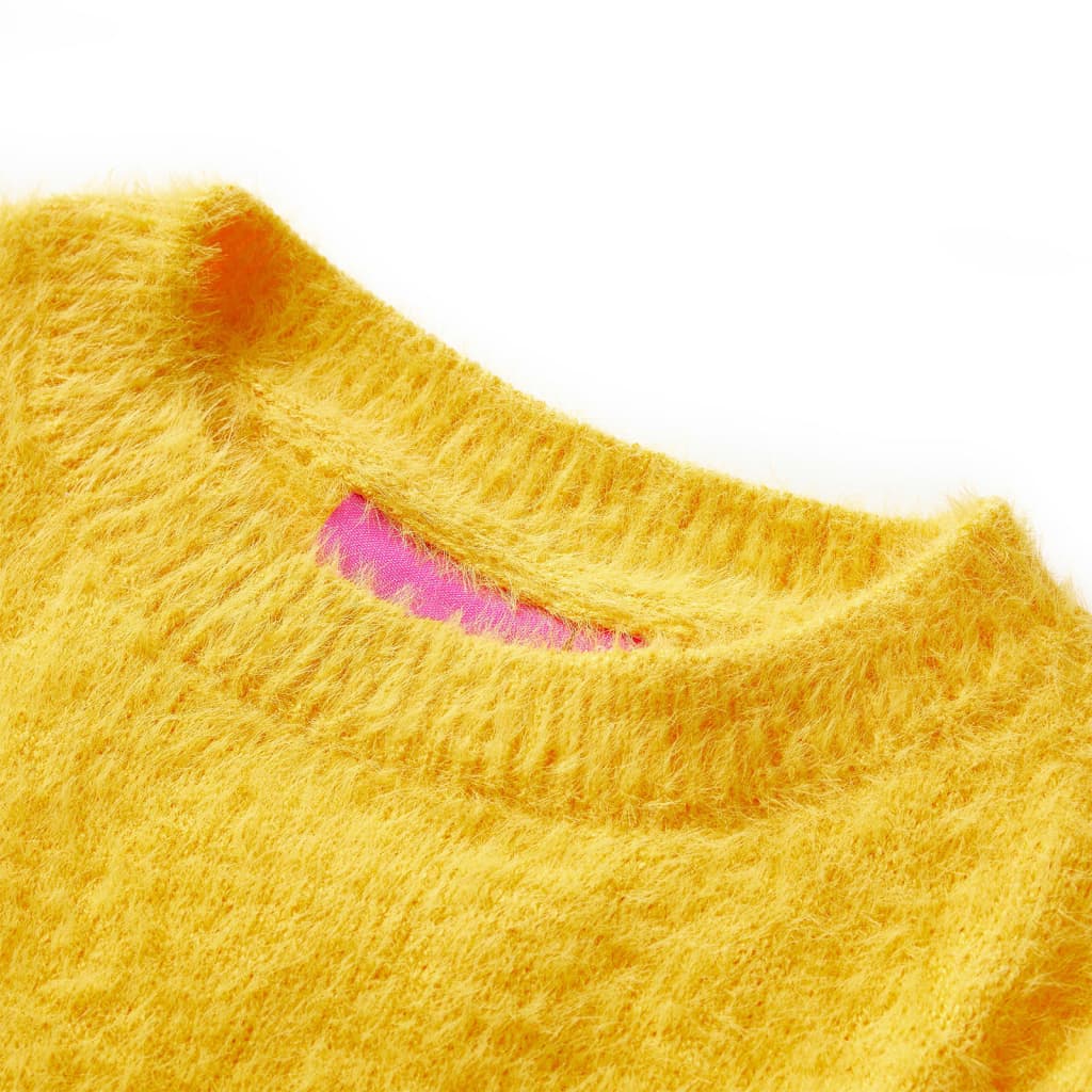VidaXL Kinderpullover gestrickt 128 dunkles Ocker