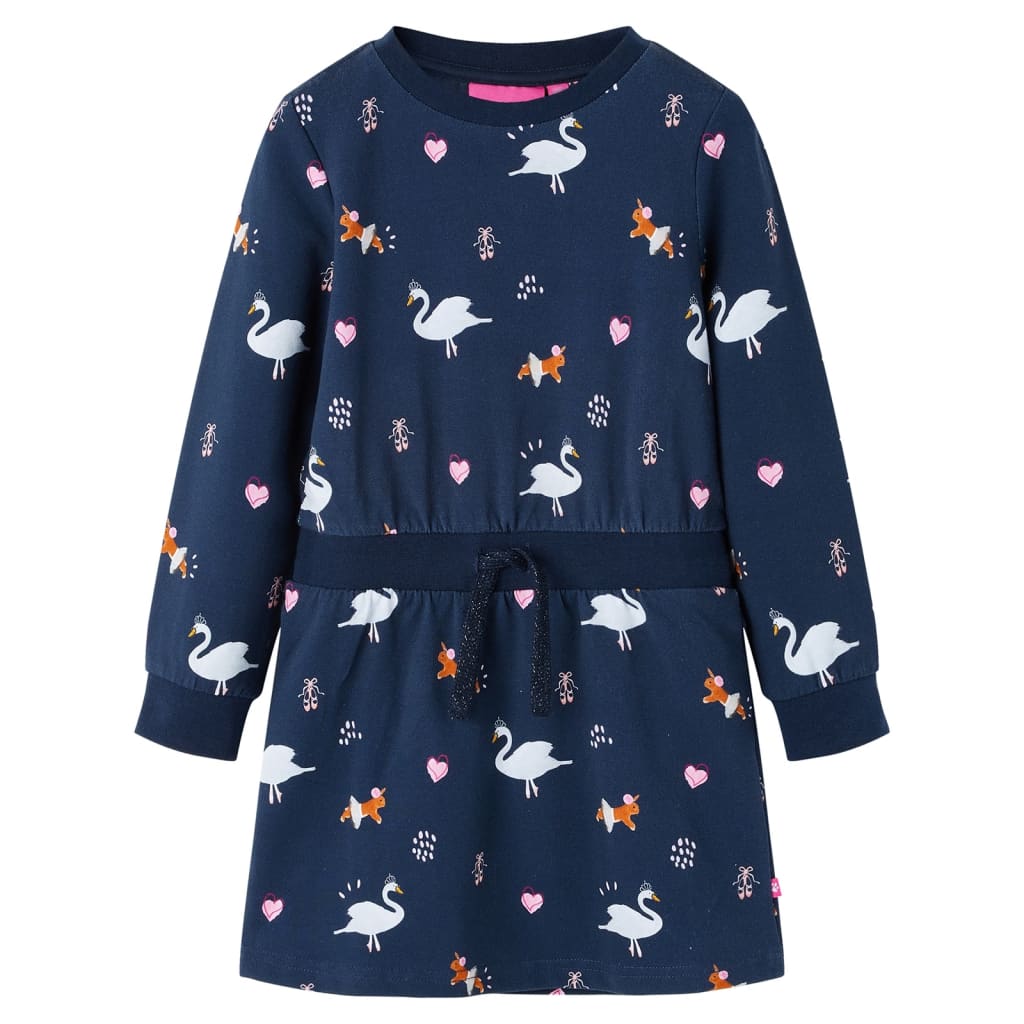 VidaXL Kinderkleid mit langen Ärmeln 92 Marineblau