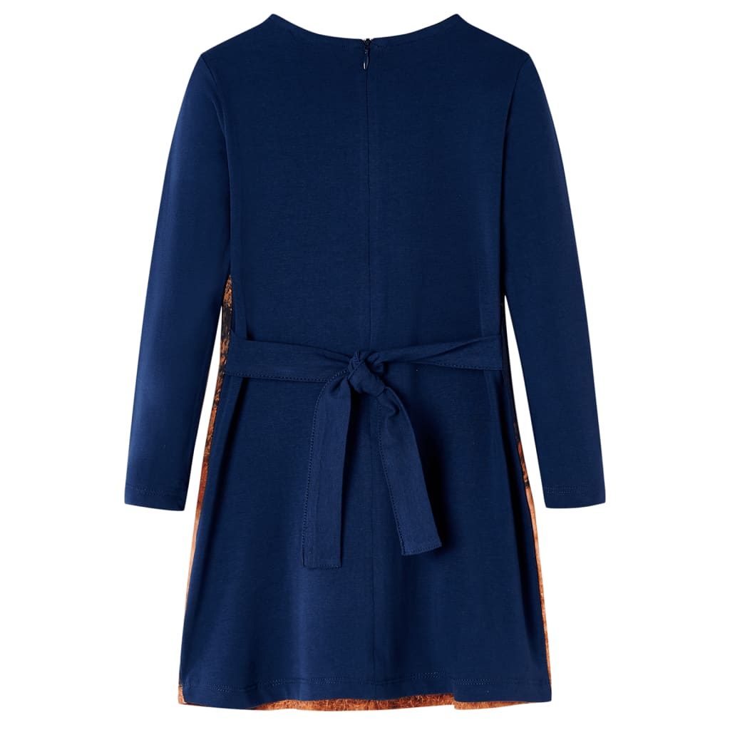 VidaXL Kinderkleid mit langen Ärmeln 92 Marineblau
