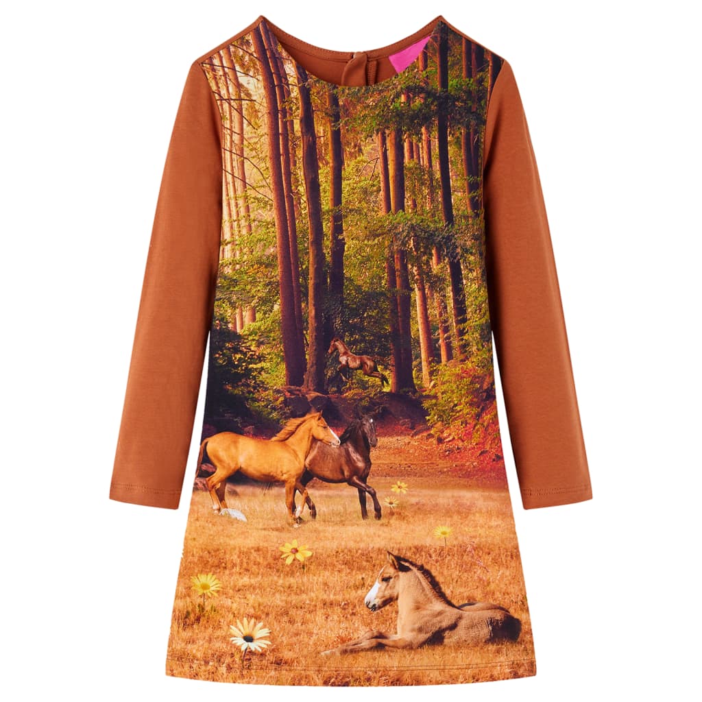 VidaXL Kinderkleid mit langen Ärmeln 92 cognacfarben