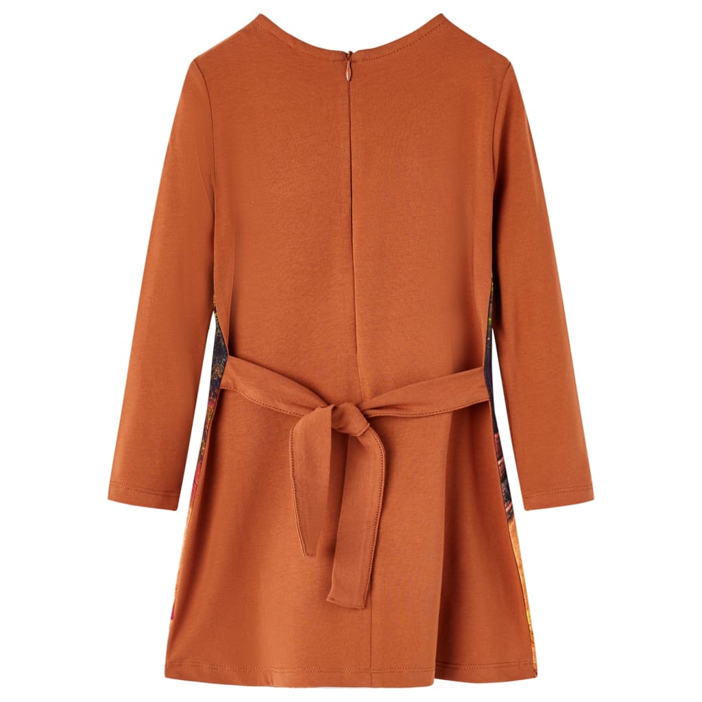 VidaXL Kinderkleid mit langen Ärmeln 140 cognacfarben