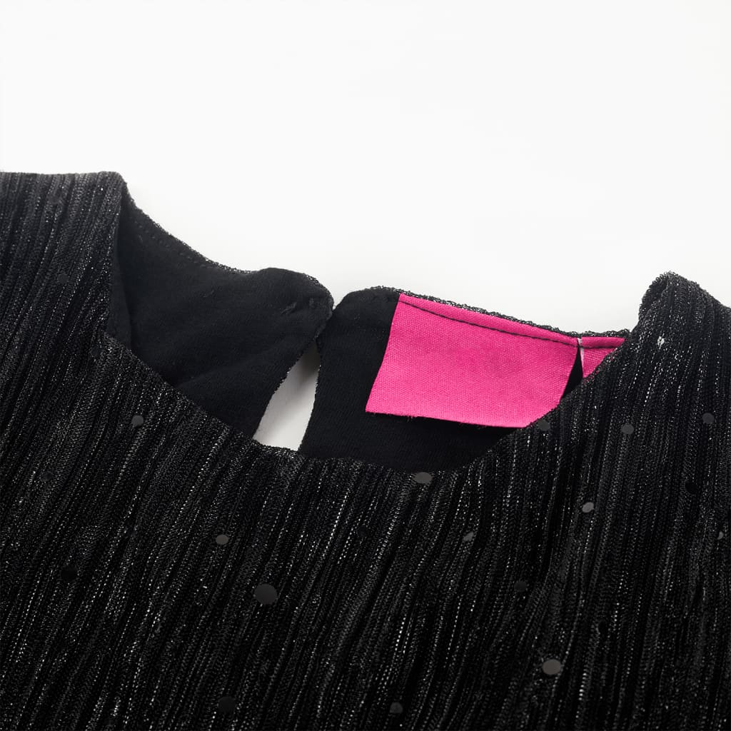 VidaXL Kinderkleid mit langen Ärmeln 128 Schwarz