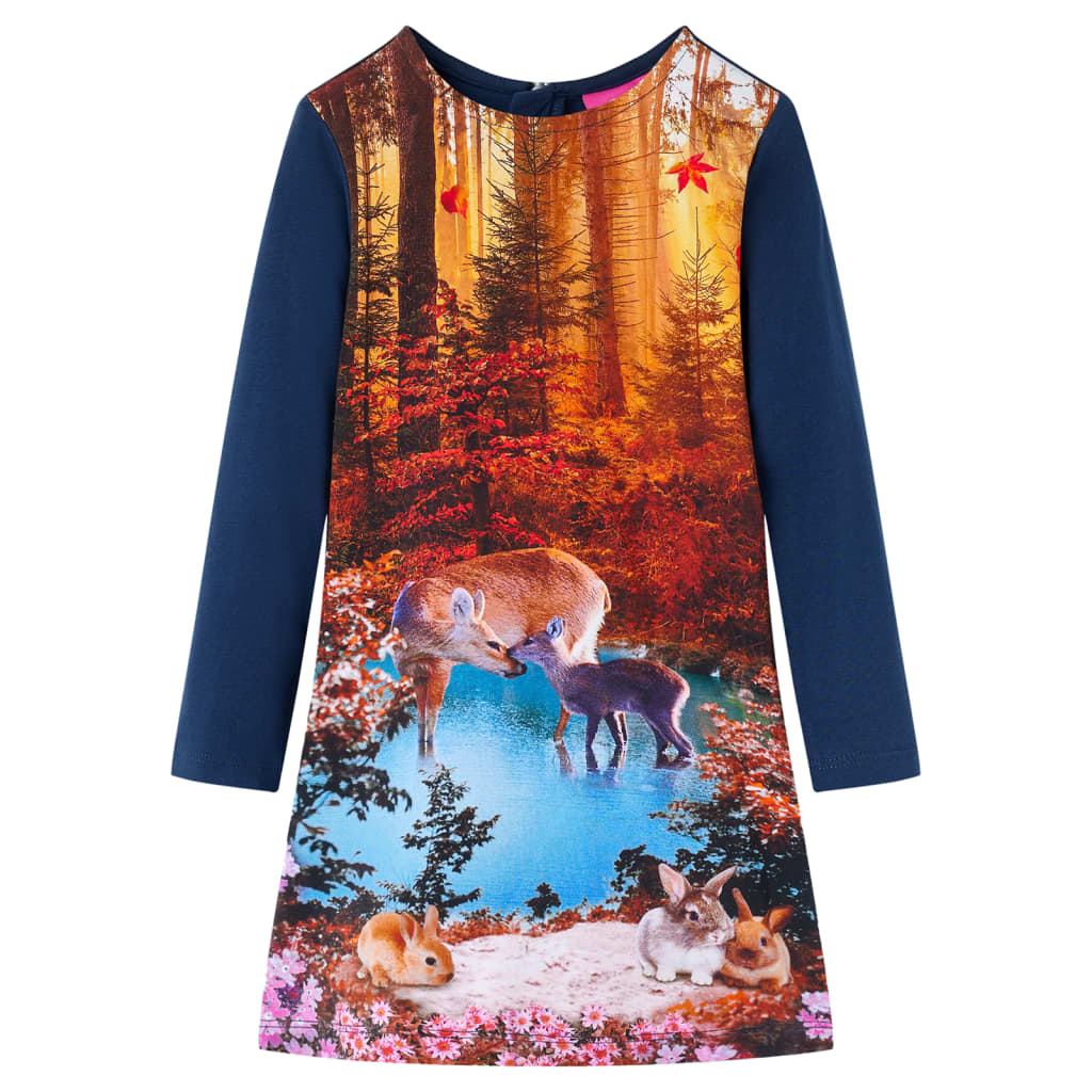 VidaXL Kinderkleid mit langen Ärmeln 92 Marineblau