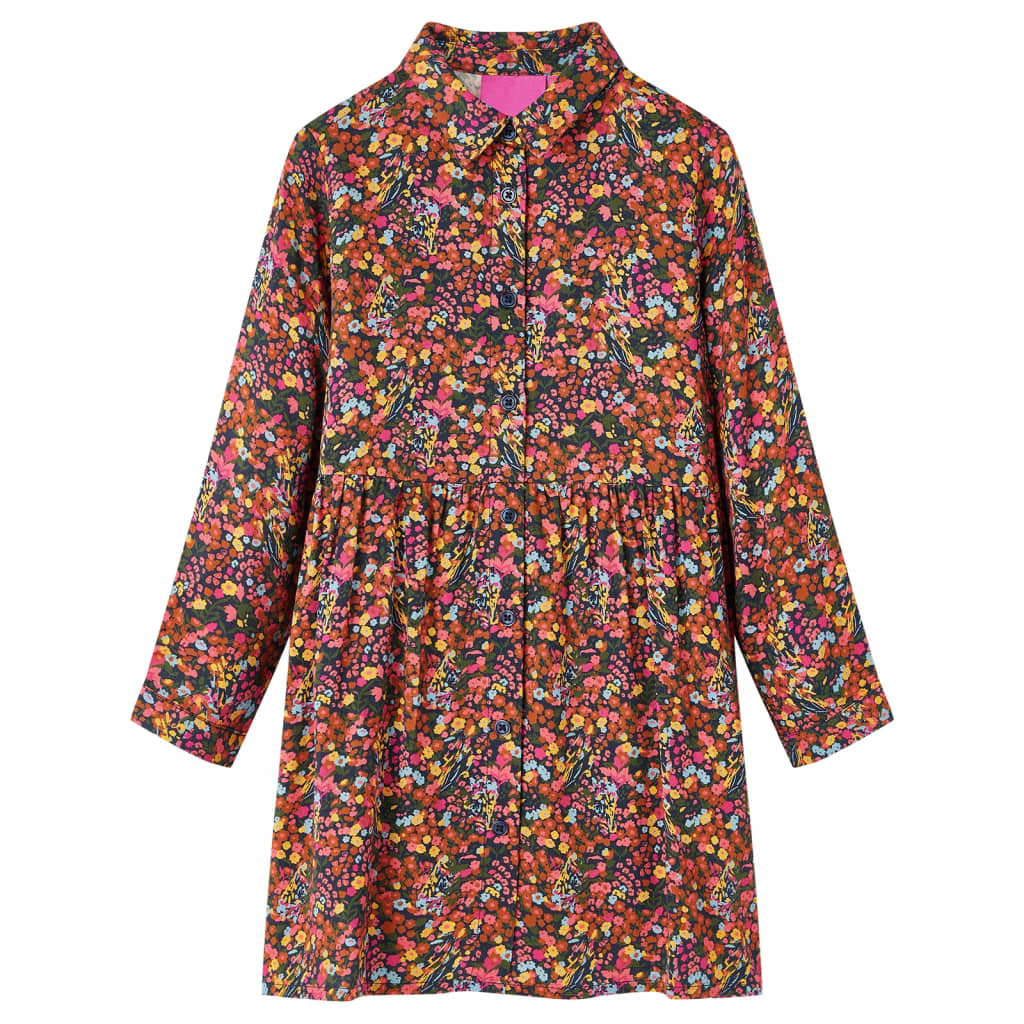 VidaXL Kinderkleid mit langen Ärmeln 128 Mehrfarbig