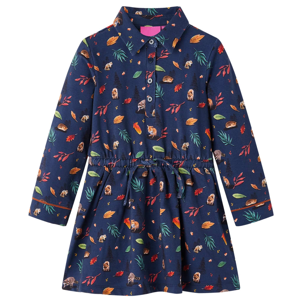 VidaXL Kinderkleid mit langen Ärmeln 140 Marineblau