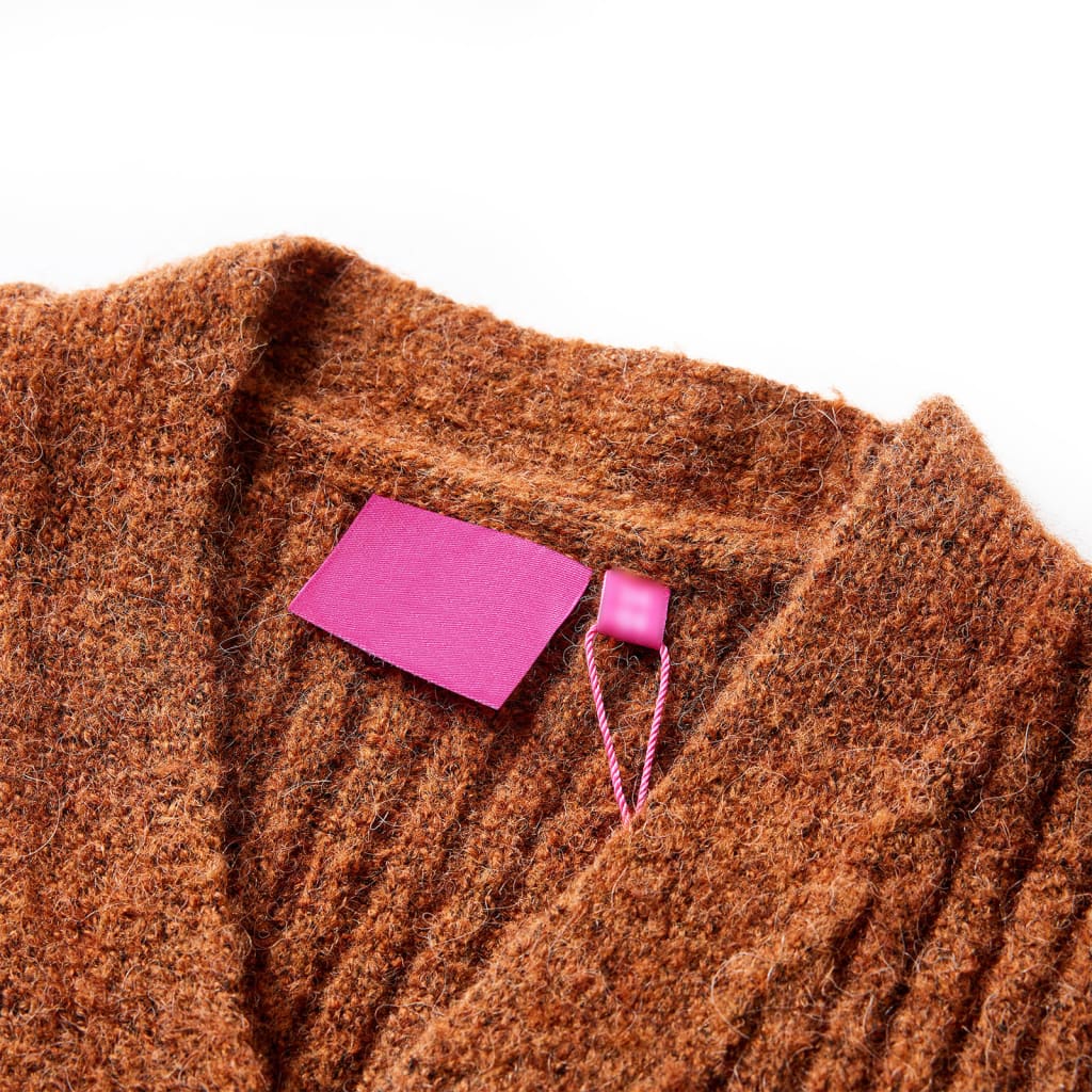 VidaXL Kinderstrickjacke 140 cognacfarben gestrickt