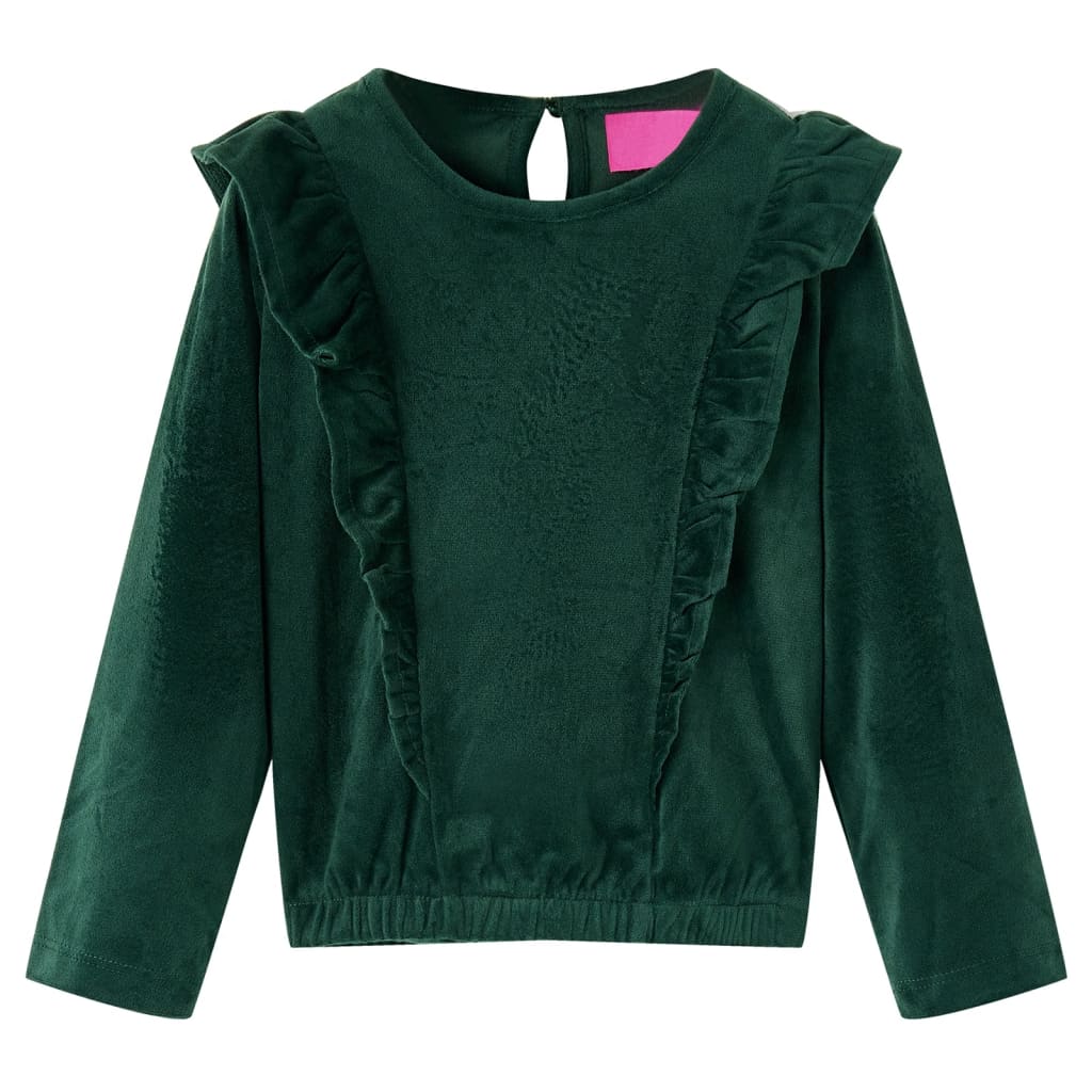 VidaXL Kinderbluse mit Rüschen 128 Dunkelgrün