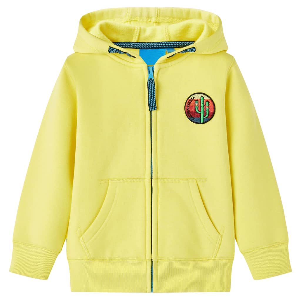 VidaXL Kinderstrickjacke mit Kapuze und Reißverschluss 116 Hellgelb