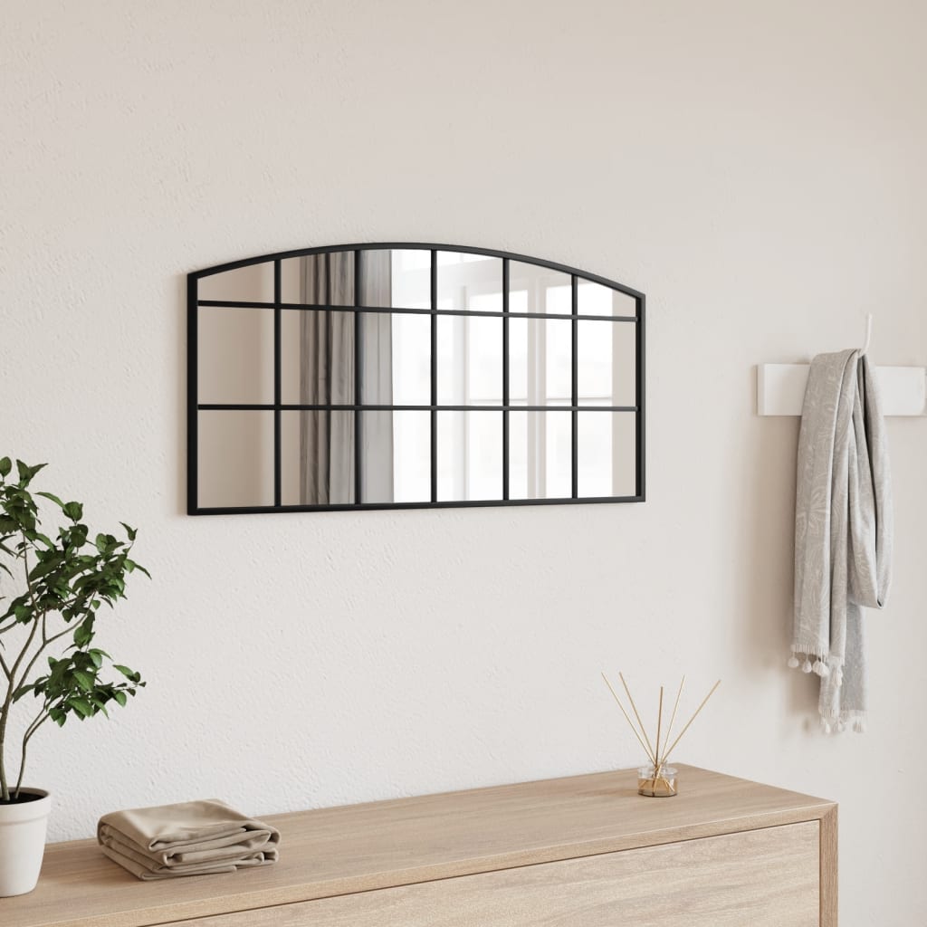 Vidaxl wandspiegel boog 80x40 cm ijzer zwart