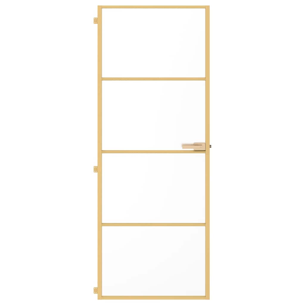 Vidaxx Innentür schmal 76x201,5 cm gehärtetes Glas und Aluminium goldfarben