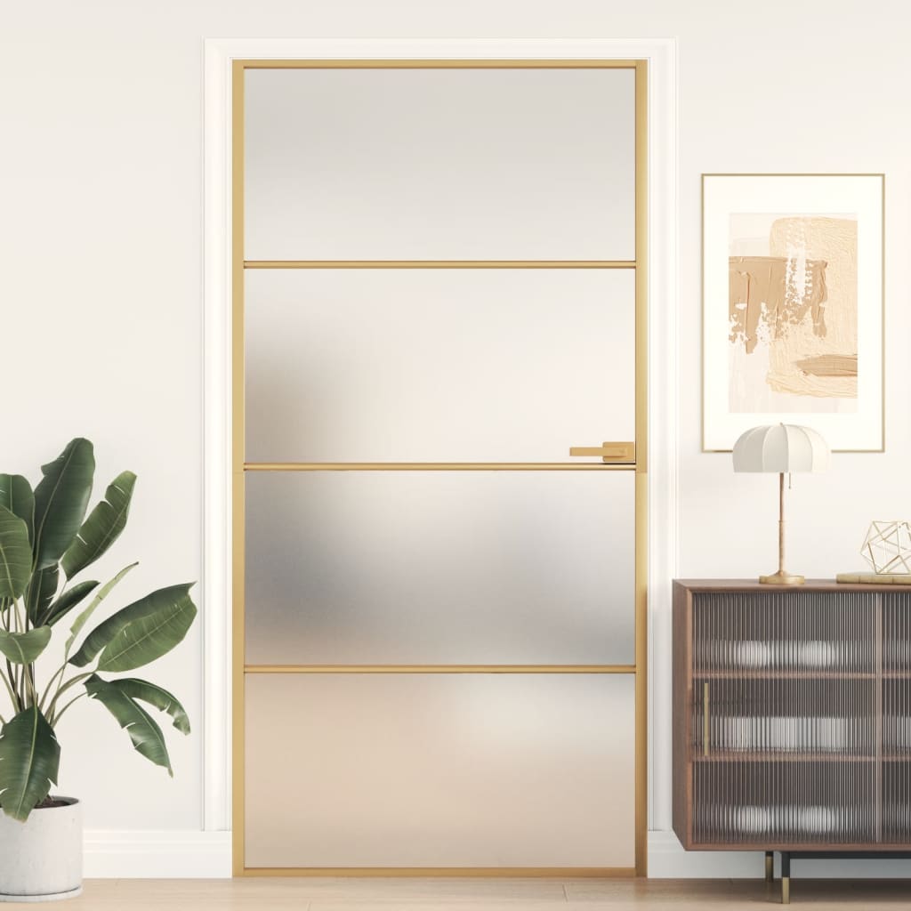 VidaXL Innentür schmal 102,5x201,5 cm gehärtetes Glas und Aluminium gold