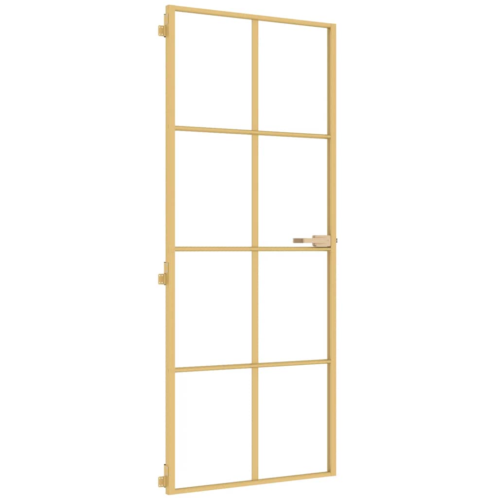 Vidaxx Innentür schmal 83x201,5 cm gehärtetes Glas und Aluminium goldfarben
