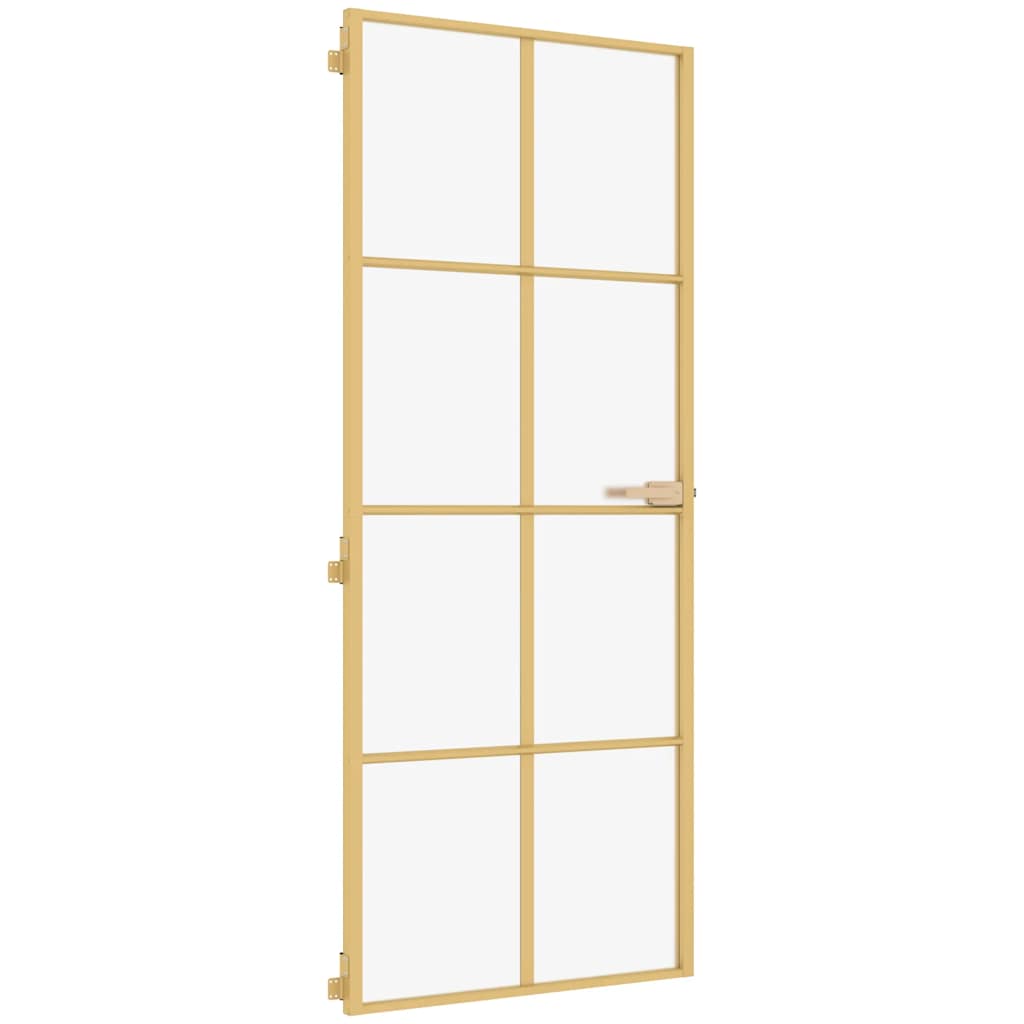 Vidaxx Innentür schmal 93x201,5 cm gehärtetes Glas und Aluminium goldfarben