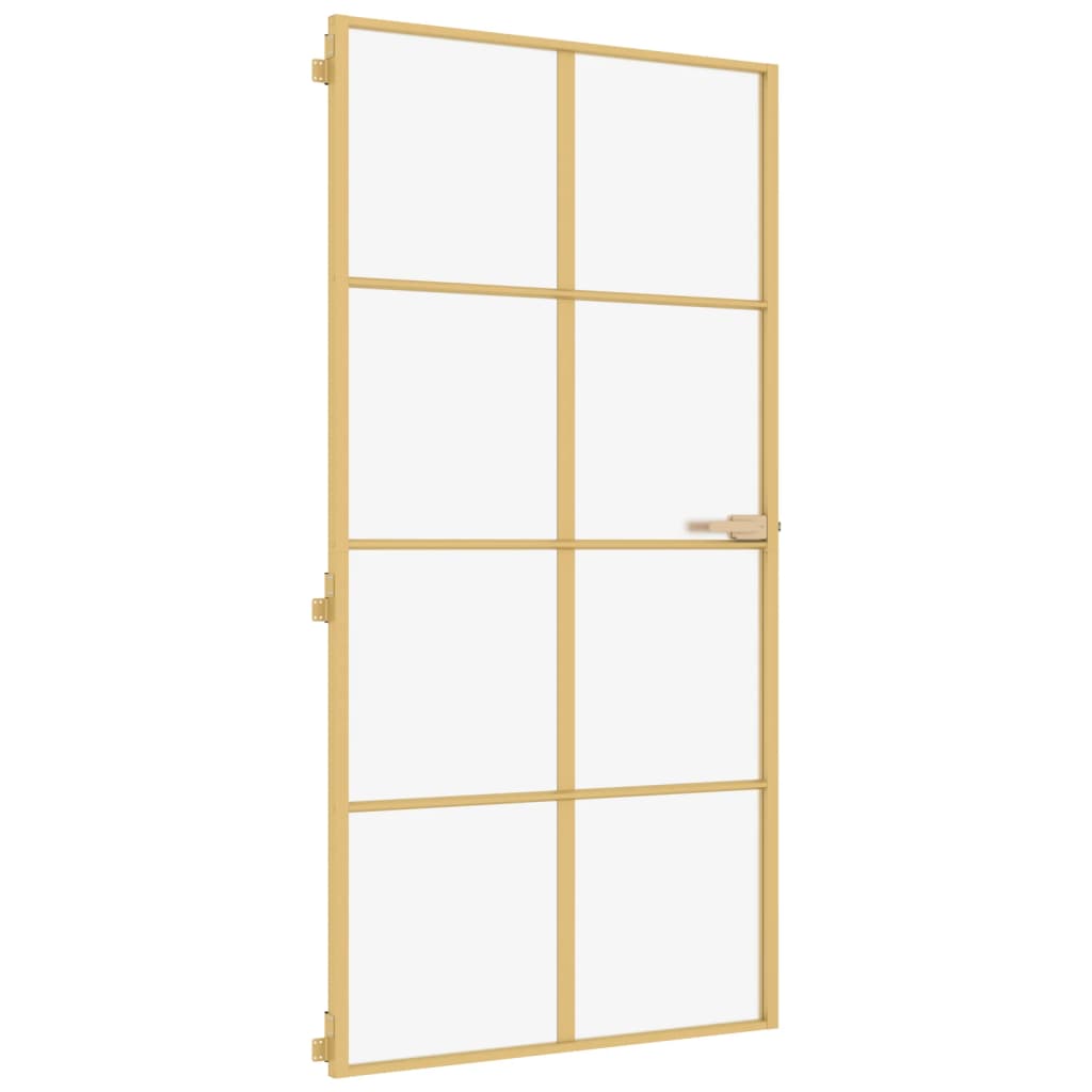 VidaXL Innentür schmal 102,5x201,5 cm gehärtetes Glas und Aluminium gold