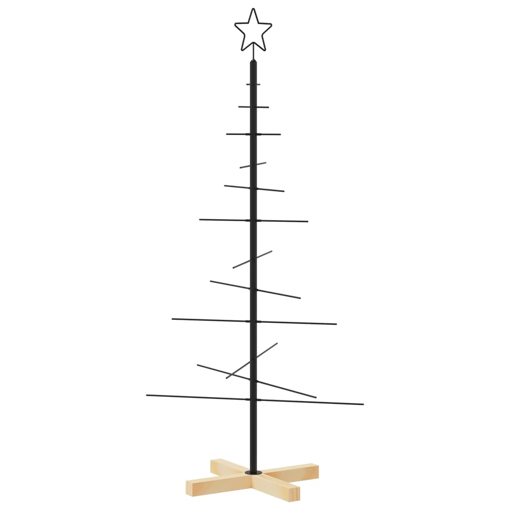 VidaXL Weihnachtsdekoration Weihnachtsbaum mit Holzsockel 120 cm Metall Schwarz