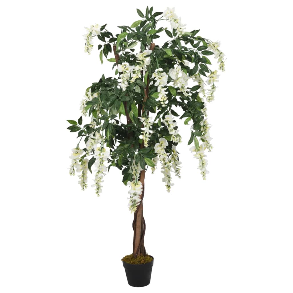 VidaXL Kunstpflanze Glyzinie 840 Blätter 120 cm grün und weiß