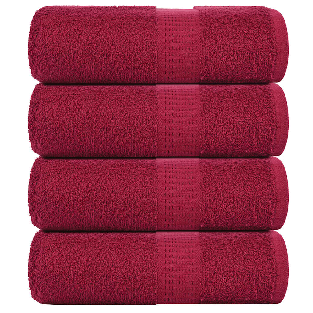 VidaXL Gästehandtücher 4 Stk. 30x50 cm 360 g m² 100 % Baumwolle Burgunderrot